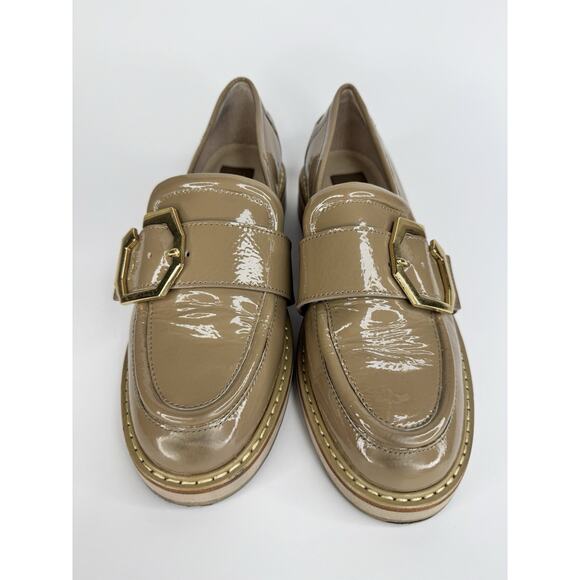 Louise et Cie Exlixen Loafers Women’s 7M Beige Patent Leather Gold Buckle Preppy - Picture 2 of 11